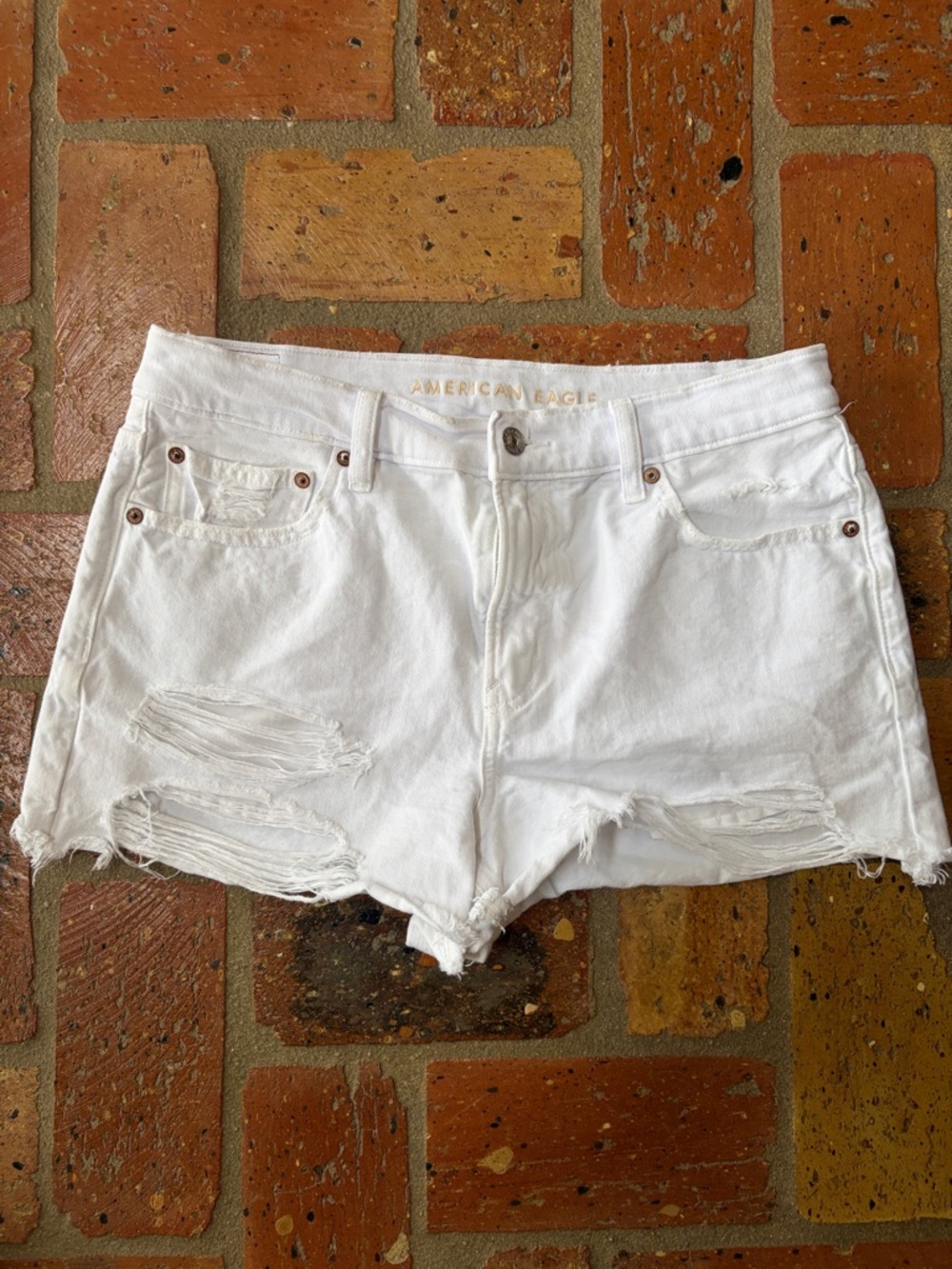 American Eagle Outfitters White Distressed Cutoff Jean Shorts